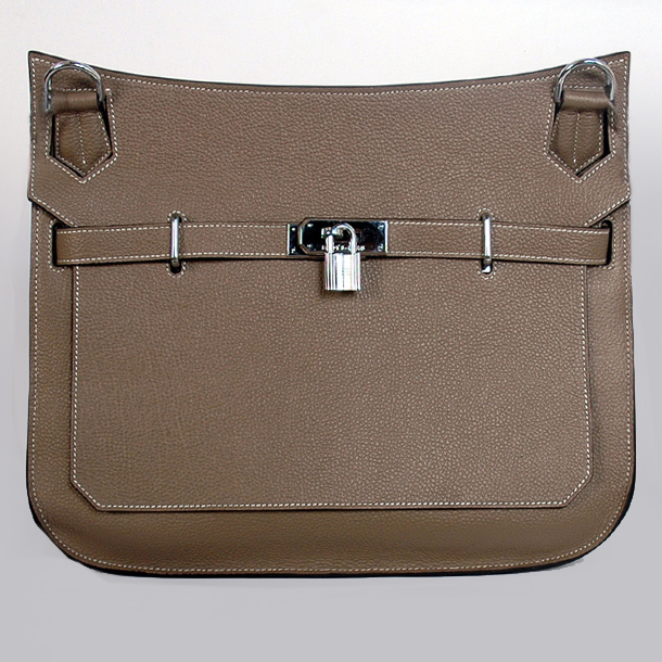 1089DG Hermes Jypsiﾨﾨre Bag in pelle 34 centimetri togo in grigio scuro con S